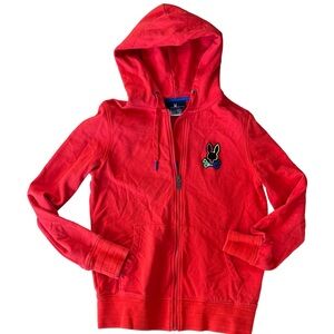 Psycho Bunny Rare Red‎ ZipUp with Black embroidered Bunny XXS